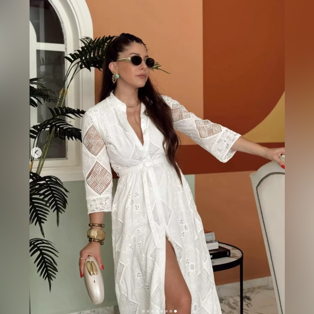 Zara ZW collection embroidered shirtdress